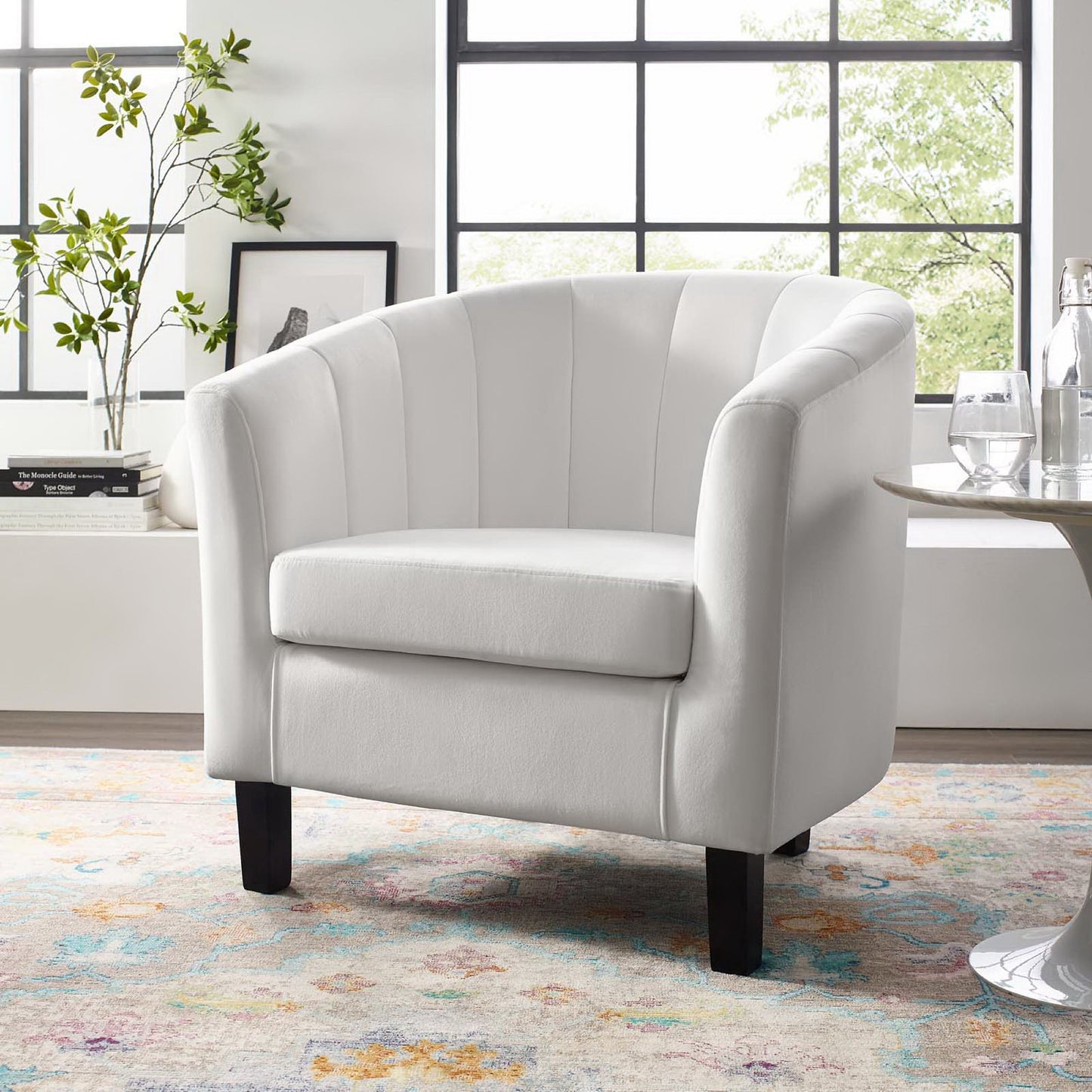 Prospect Channel Tufted Performance Velvet Armchair by Furniture For America