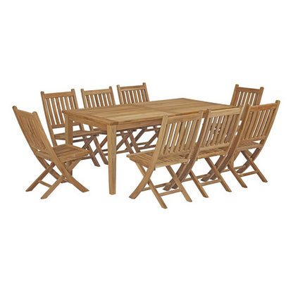 Marina 9 Piece Outdoor Patio Teak Dining Set by Furniture For America