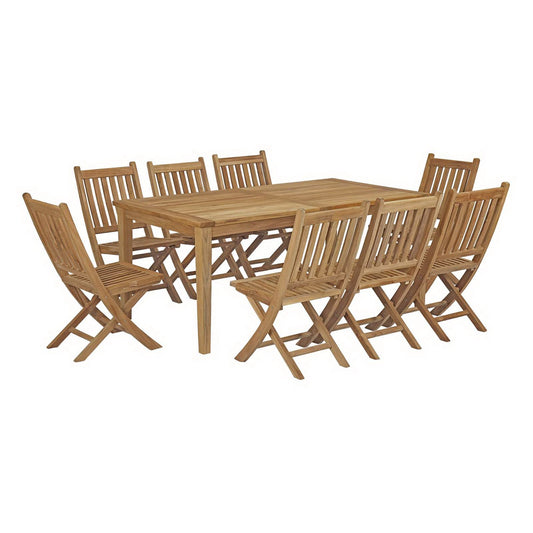 Marina 9 Piece Outdoor Patio Teak Dining Set by Furniture For America