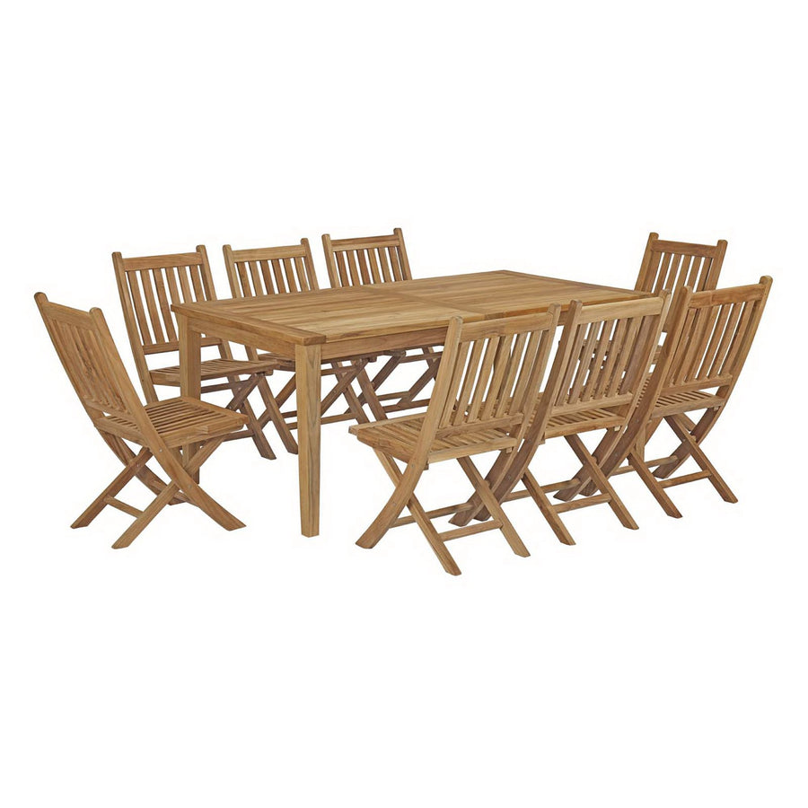 Cove 9 Piece Outdoor Patio Teak Dining Set in Natural