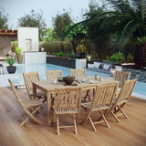 Cove 9 Piece Outdoor Patio Teak Dining Set in Natural