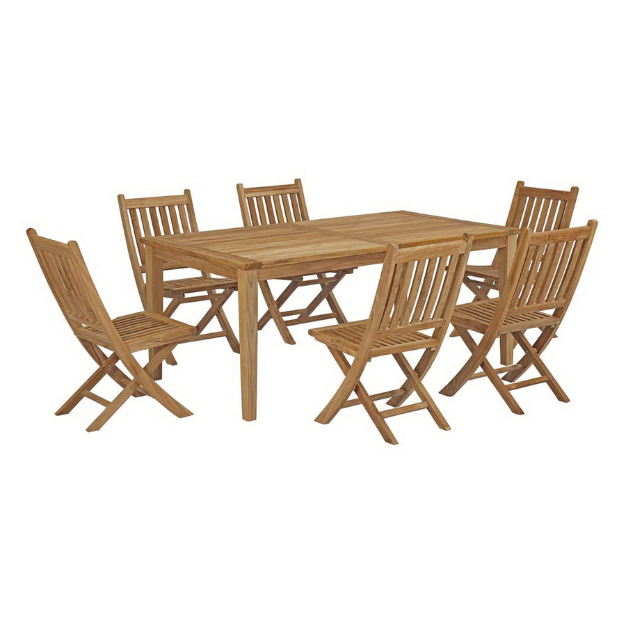 Cove 7 Piece Outdoor Patio Teak Dining Set in Natural