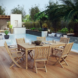 Cove 7 Piece Outdoor Patio Teak Dining Set in Natural