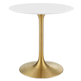 Lumen 28" Round Wood Dining Table in Gold White