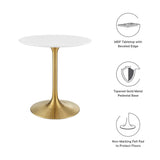 Lumen 28" Round Wood Dining Table in Gold White