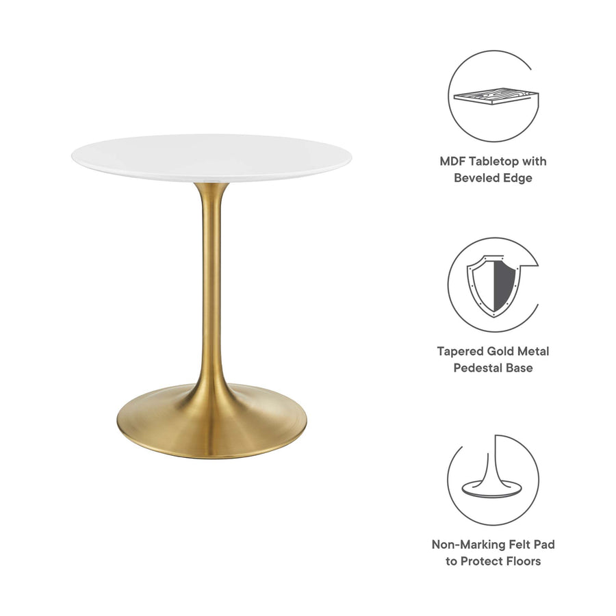 Lumen 28" Round Wood Dining Table in Gold White
