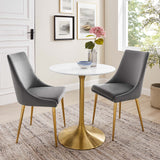 Lumen 28" Round Wood Dining Table in Gold White