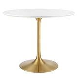 Lumen 36" Round Wood Dining Table in Gold White