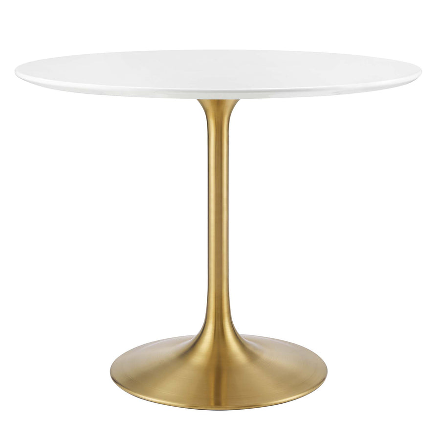 Lumen 36" Round Wood Dining Table in Gold White