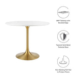 Lumen 36" Round Wood Dining Table in Gold White