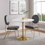 Lumen 36" Round Wood Dining Table in Gold White