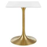 Lumen 24" Square Wood Dining Table in Gold White