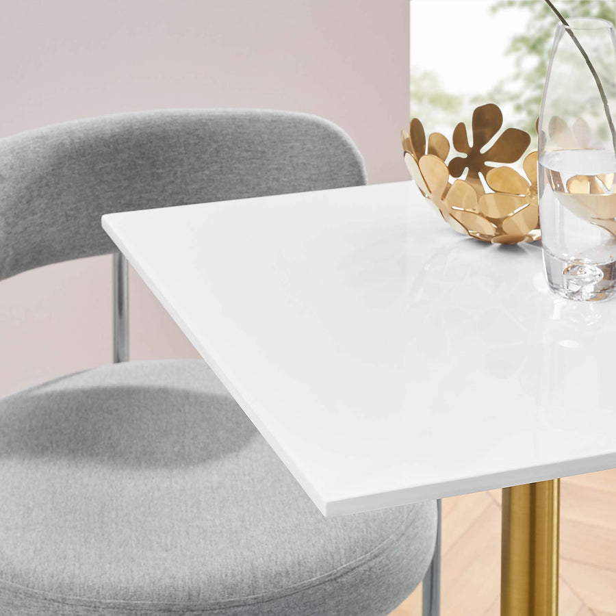 Lumen 24" Square Wood Dining Table in Gold White