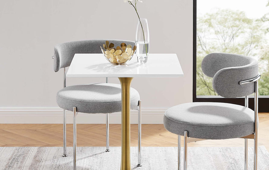 Lumen 24" Square Wood Dining Table in Gold White