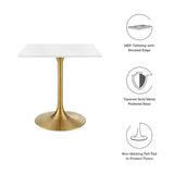 Lumen 28" Square Wood Dining Table in Gold White