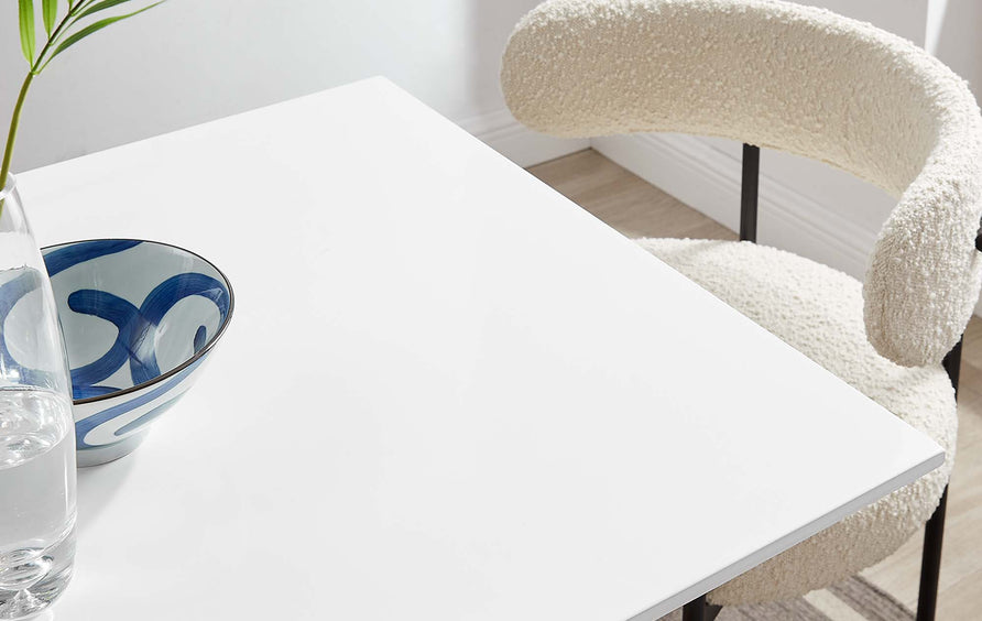 Lumen 28" Square Wood Dining Table in Gold White