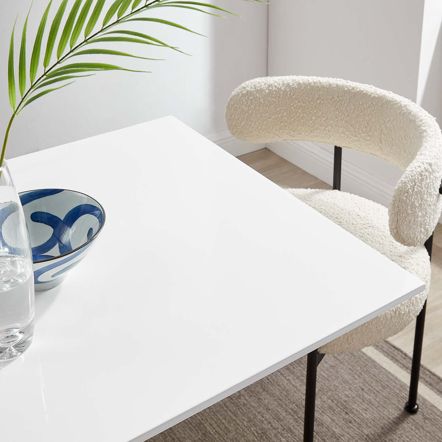 Lumen 28" Square Wood Dining Table in Gold White