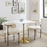 Lumen 28" Square Wood Dining Table in Gold White
