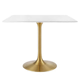 Lumen 36" Square Wood Dining Table in Gold White