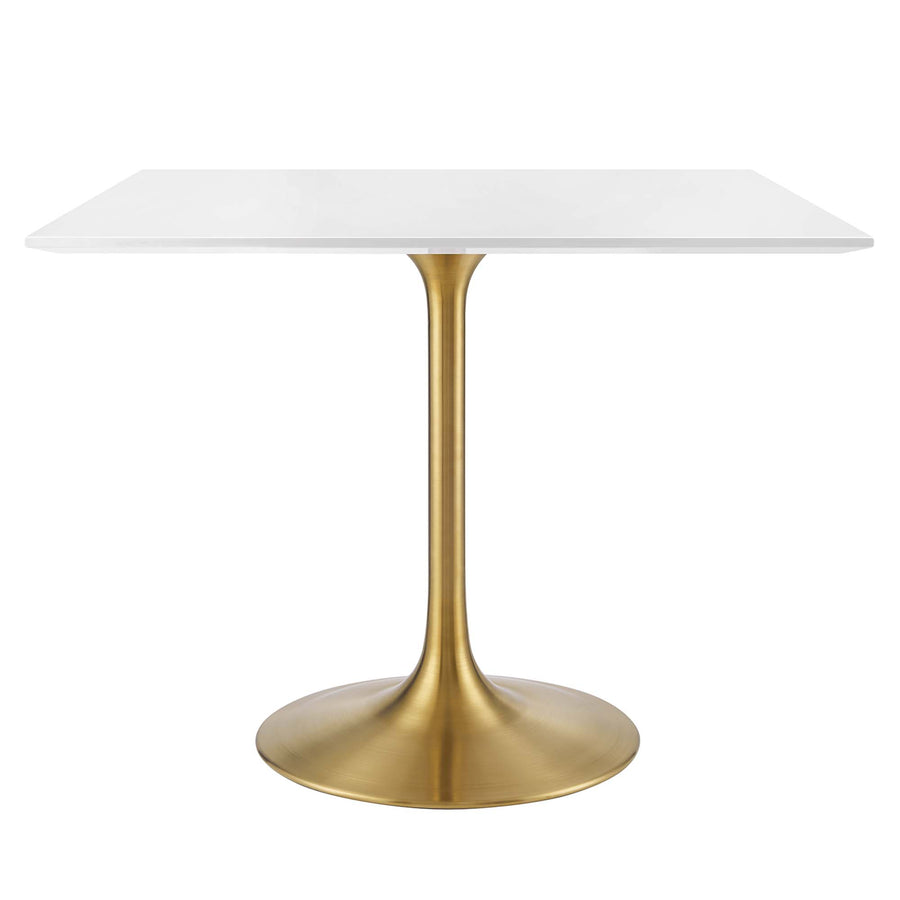 Lumen 36" Square Wood Dining Table in Gold White