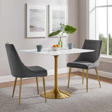 Lumen 36" Square Wood Dining Table in Gold White