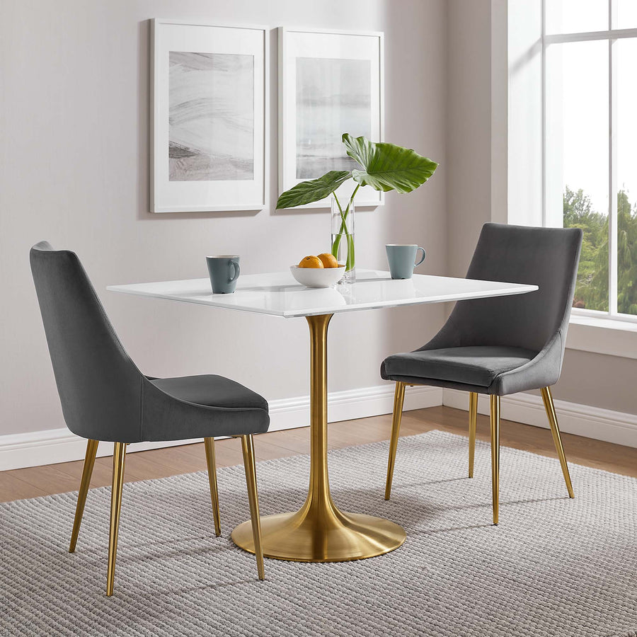 Lumen 36" Square Wood Dining Table in Gold White