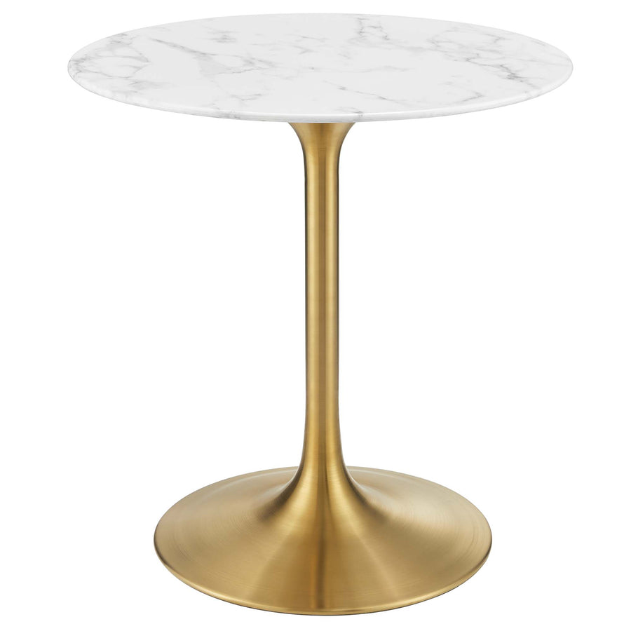 Lumen 28" Round Faux Marble Dining Table in Gold White