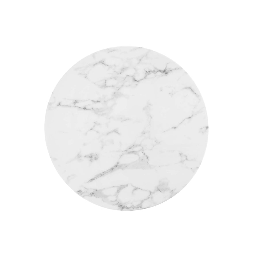 Lumen 28" Round Faux Marble Dining Table in Gold White