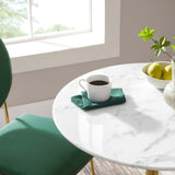 Lumen 28" Round Faux Marble Dining Table in Gold White