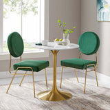 Lumen 28" Round Faux Marble Dining Table in Gold White