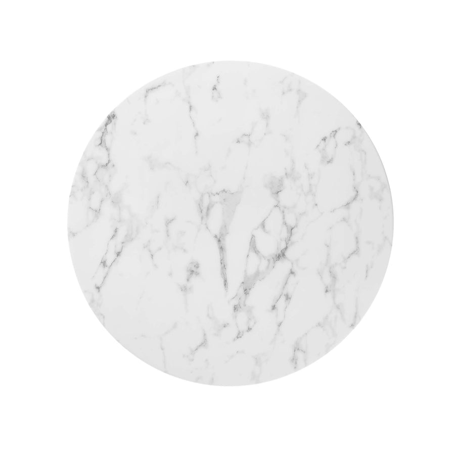 Lumen 36" Round Faux Marble Dining Table in Gold White