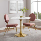 Lumen 36" Round Faux Marble Dining Table in Gold White