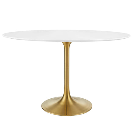 Lippa 48" Oval Wood Dining Table in Gold White