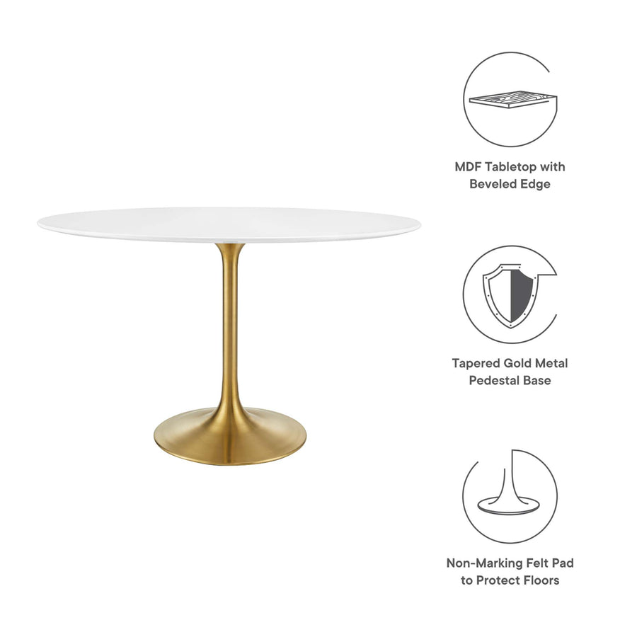 Lumen 48" Oval Wood Dining Table in Gold White