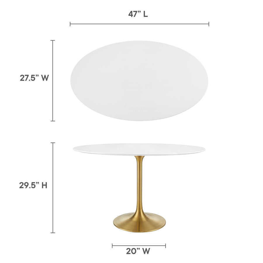 Lumen 48" Oval Wood Dining Table in Gold White
