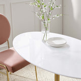 Lumen 48" Oval Wood Dining Table in Gold White