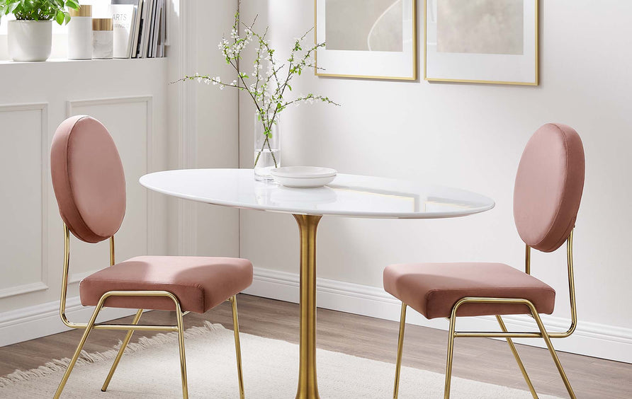 Lumen 48" Oval Wood Dining Table in Gold White