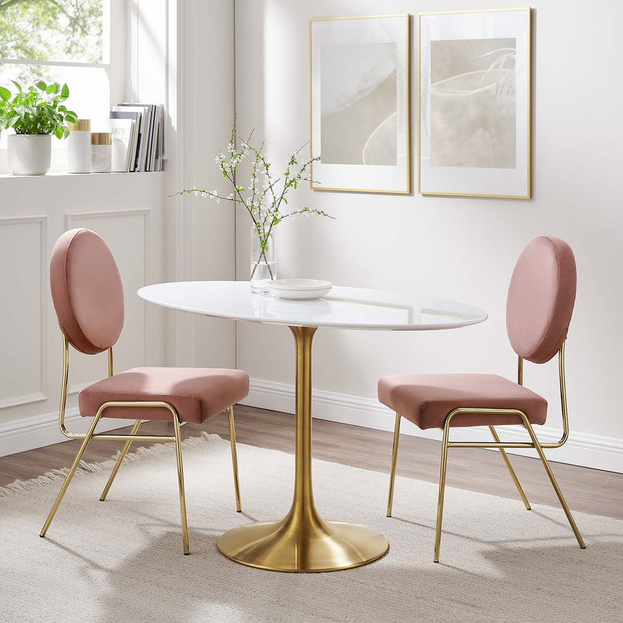 Lumen 48" Oval Wood Dining Table in Gold White