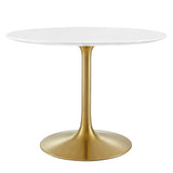 Lumen 40" Round Wood Dining Table in Gold White