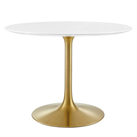 Lippa 40" Round Wood Dining Table in Gold White