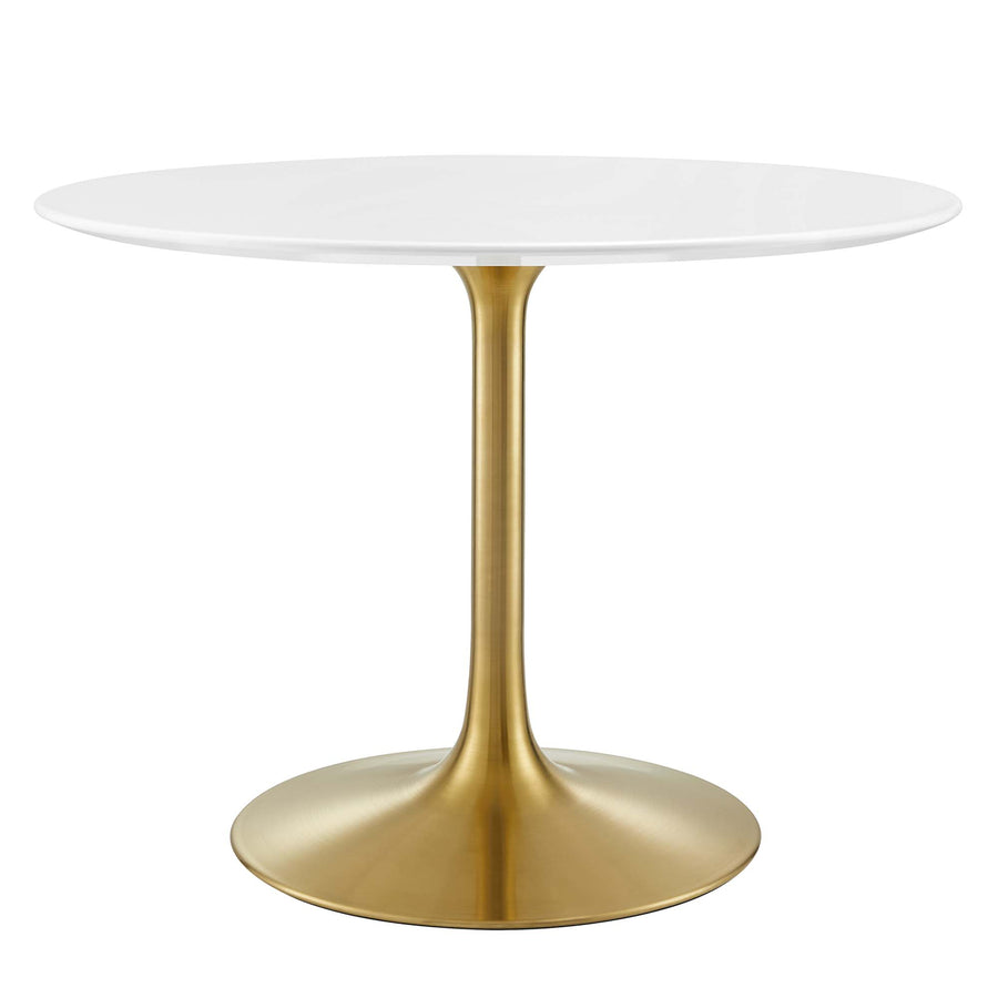 Lumen 40" Round Wood Dining Table in Gold White