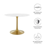 Lumen 40" Round Wood Dining Table in Gold White