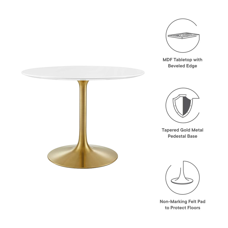 Lumen 40" Round Wood Dining Table in Gold White