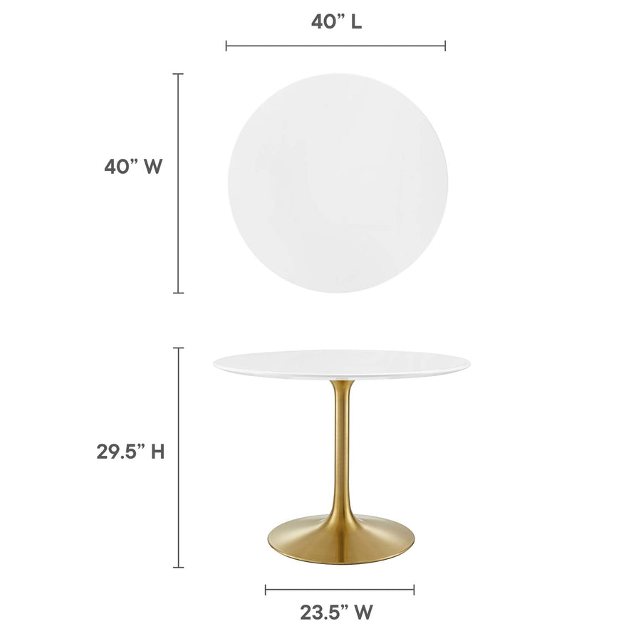 Lumen 40" Round Wood Dining Table in Gold White