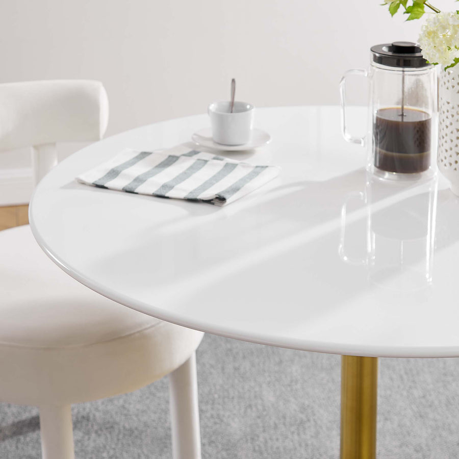 Lumen 40" Round Wood Dining Table in Gold White