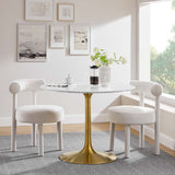 Lumen 40" Round Wood Dining Table in Gold White