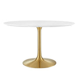 Lumen 48" Round Wood Dining Table in Gold White