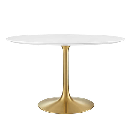 Lippa 48" Round Wood Dining Table in Gold White