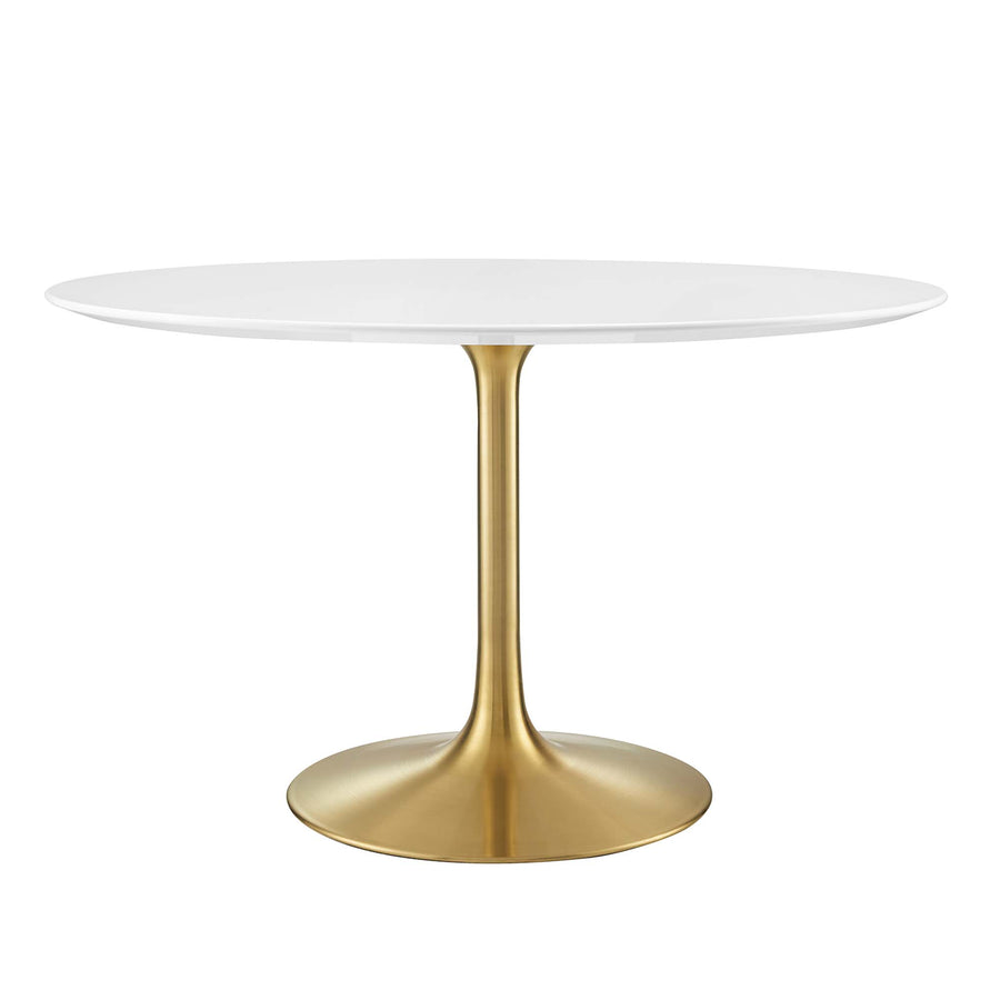 Lumen 48" Round Wood Dining Table in Gold White
