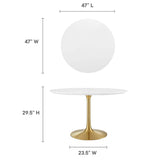 Lumen 48" Round Wood Dining Table in Gold White